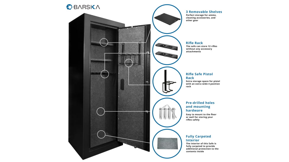 Barska Extra Large Biometric Rifle Safe, Black AX11780