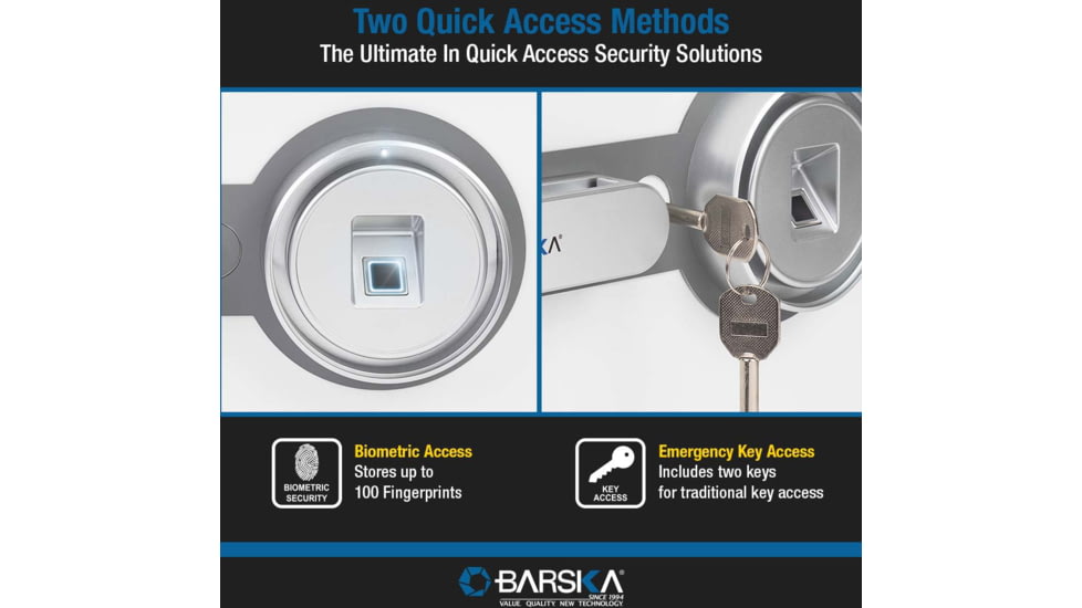 Barska Fire Resistant Security Safe, Compact Biometric, 0.75 Cu, White, Medium, AX13738