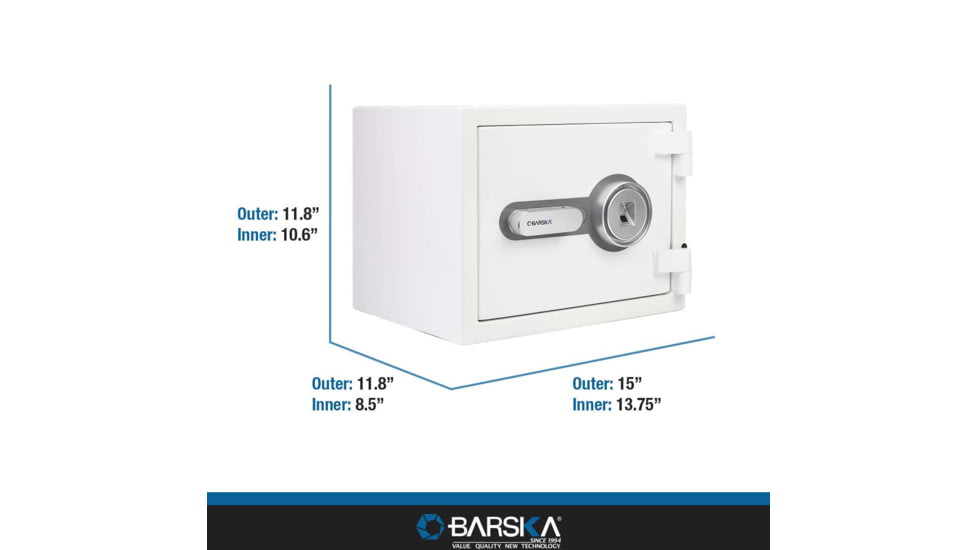 Barska Fire Resistant Security Safe, Compact Biometric, 0.75 Cu, White, Medium, AX13738