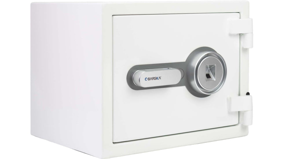 Barska Fire Resistant Security Safe, Compact Biometric, 0.75 Cu, White, Medium, AX13738