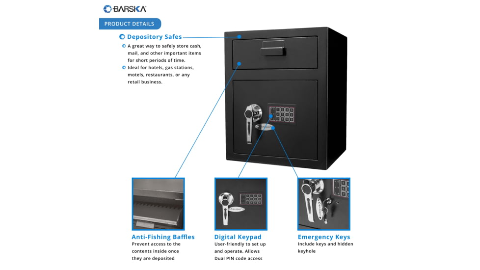 Barska Large Keypad Depository Safe, Black AX11930