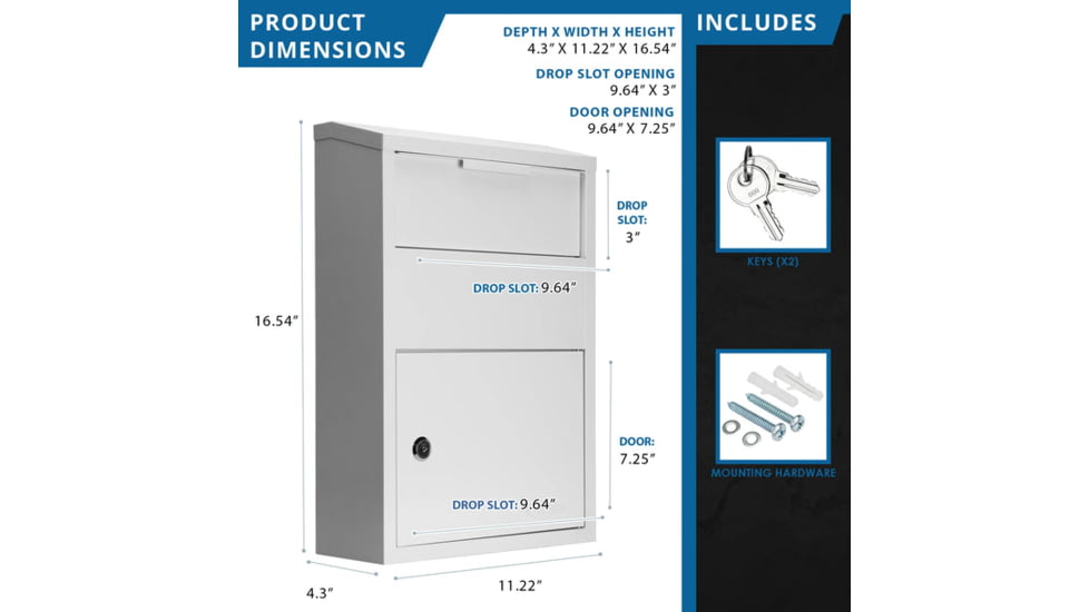 Barska Large Locking Wall Mount Drop Box, White, Large, CB13956