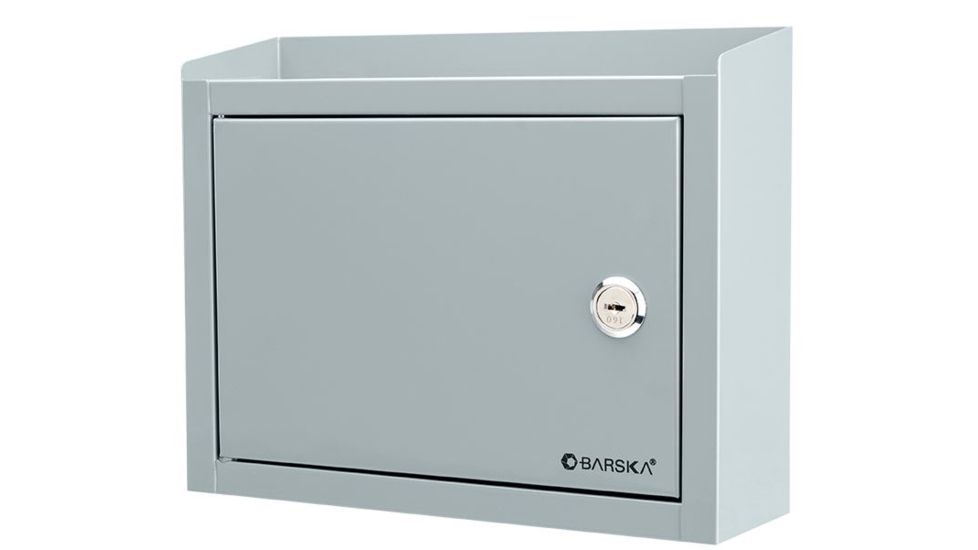Barska Multi-Purpose Drop Box - Key Lock, Includes 2 Keys, Gray, 9.75 x 3 x 7.75 in CB12710