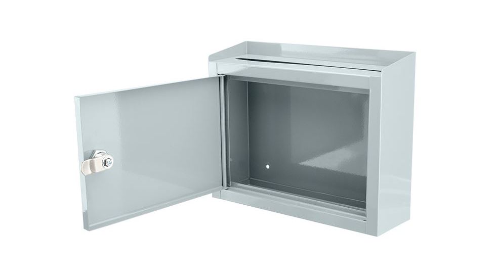 Barska Multi-Purpose Drop Box - Key Lock, Includes 2 Keys, Gray, 9.75 x 3 x 7.75 in CB12710