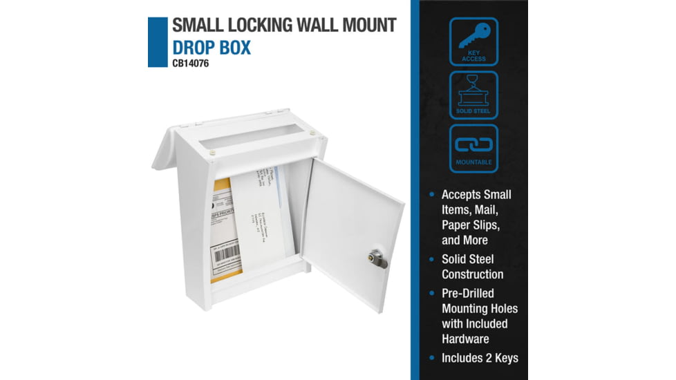 Barska Small Locking Wall Mount Drop Box, White, Small, CB14076
