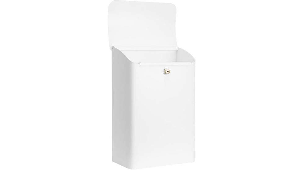 Barska Wall-Mount Top Opening Mail Drop Box, White, Large, CB14074