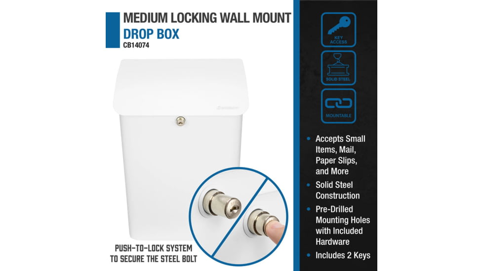 Barska Wall-Mount Top Opening Mail Drop Box, White, Large, CB14074