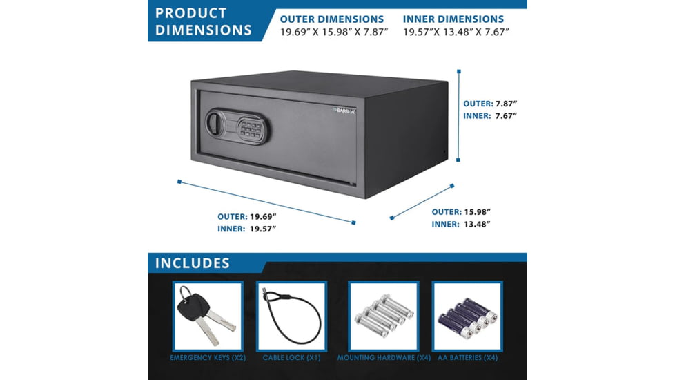 Barska WL120 WardenLight 1.2 Cu. ft Digital Keypad Safe with Interior LED Light, Black, Small, AX13750