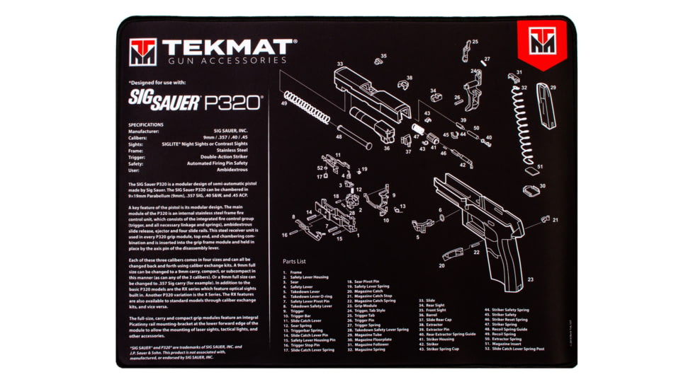 BECK TEK, LLC TEKMAT R20SIGP320 Sig Sauer P320 Ultra Premium Cleaning Mat Sig TEKR20SIGP320