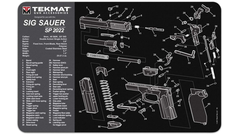 BECK TEK, LLC TEKMAT TEKR17SIGSP2022 Sig Sauer P2022 Handgun Cleaning Mat 11