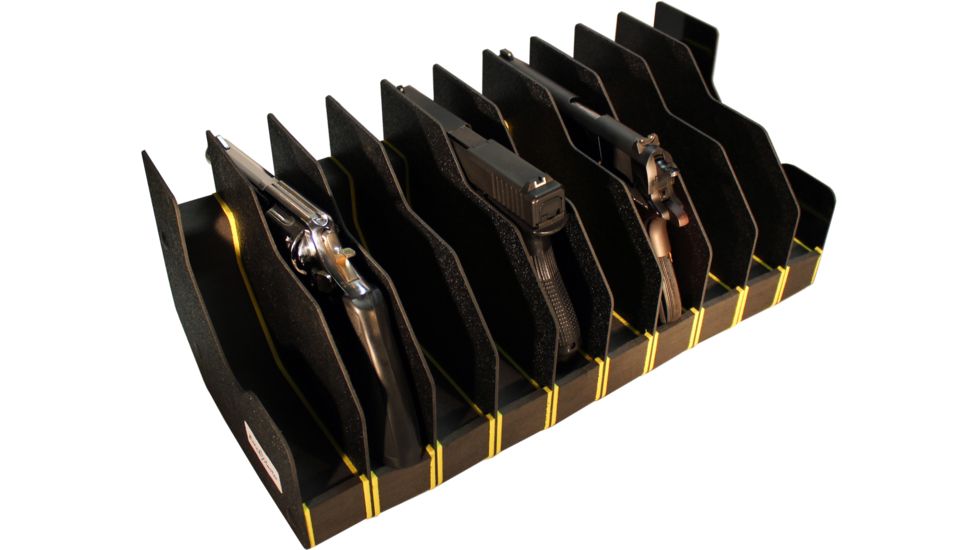 BenchMaster Rifle Rest Weapon Rack Deluxe - Ten Gun Pistol Rack - Handgun Safe Storage Accessories, BMWRDM10