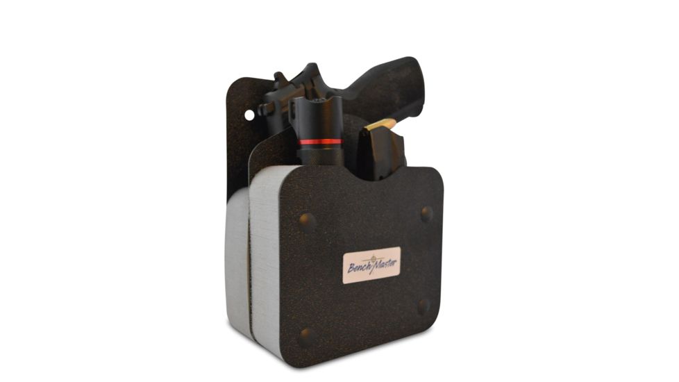 BenchMaster Weapon Rack Deluxe  - Single Gun Pistol Rack with Front Accessory Holder BMWRMFAHV