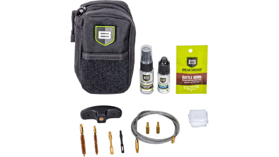 Breakthrough Clean Technologies Compact Nylon Pouch with Molle - Cable Pull Through Cleaning Kit, Black, .17 Caliber/.22 Caliber, BT-COP-17/22R-BLK