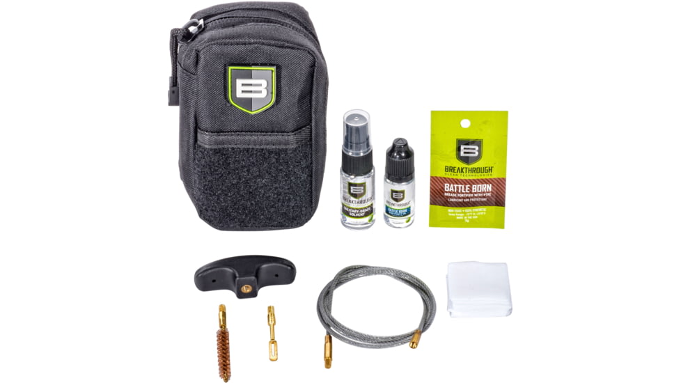 Breakthrough Clean Technologies Compact Nylon Pouch with Molle - Cable Pull Through Cleaning Kit, Black, .25 Caliber/6.5mm, BT-COP-25/6.5R-BLK