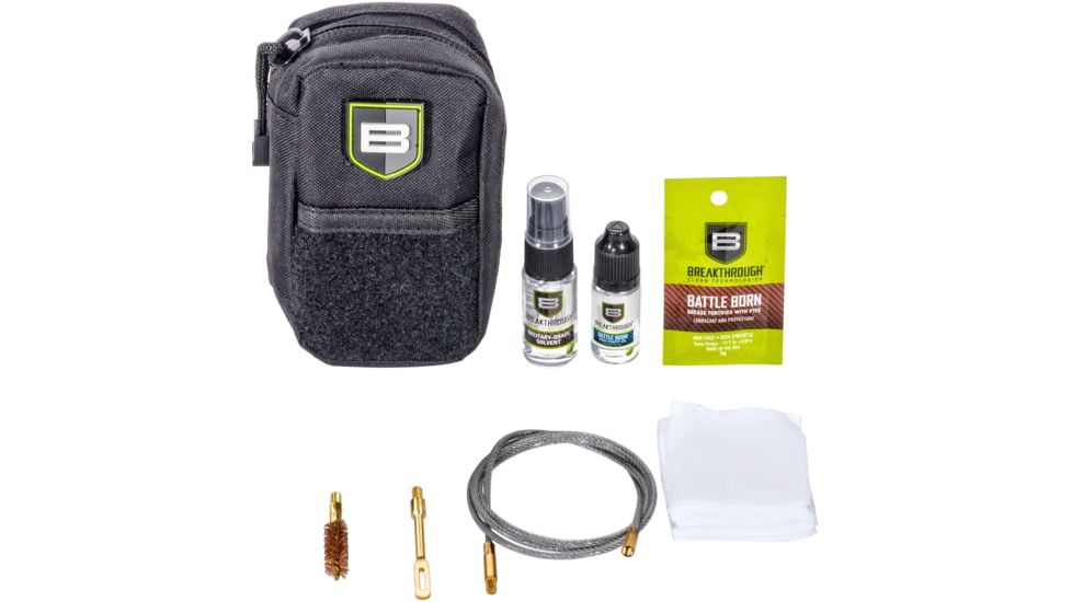 Breakthrough Clean Technologies Compact Nylon Pouch with Molle - Cable Pull Through Cleaning Kit, Black, .375 Caliber/.38 Caliber/9mm, BT-COP-35/38/9R-BLK