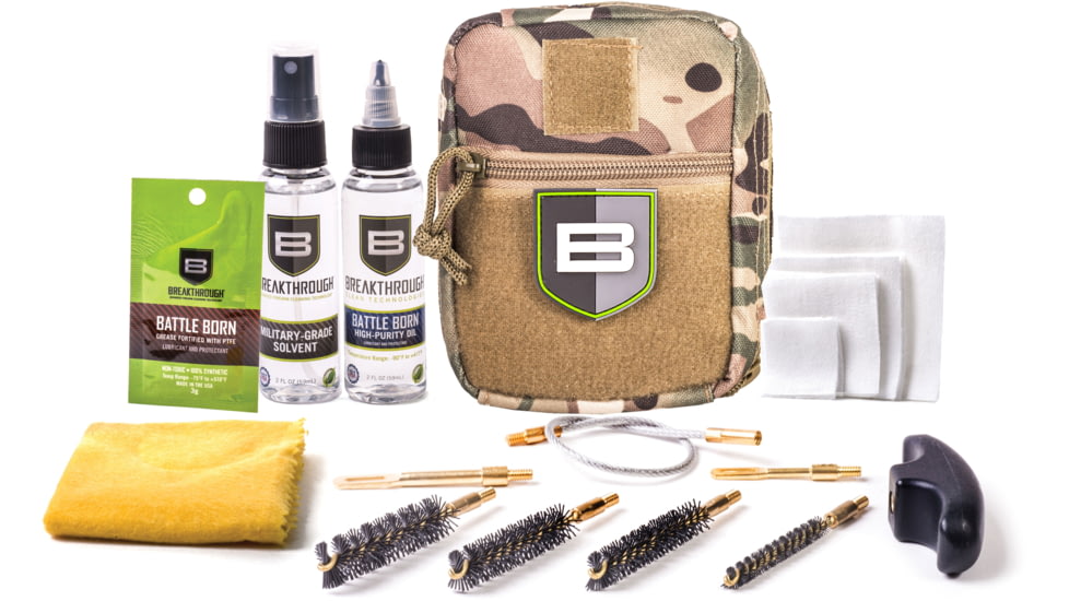 Breakthrough Clean Technologies Nylon Pouch with Molle - Cable Pull Through Cleaning Kit, Camo, .22 Caliber/.45 Caliber, BT-QWIC-P-CAM