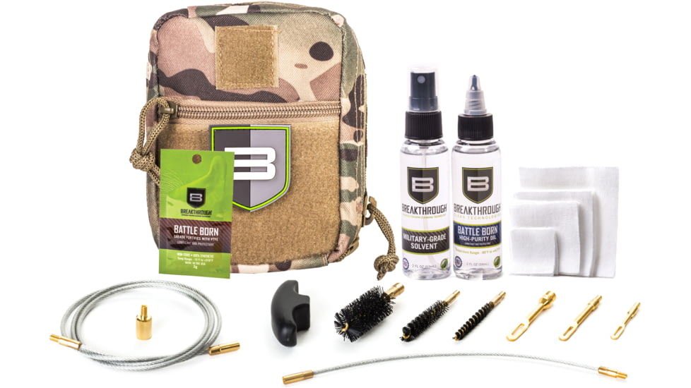 Breakthrough Clean Technologies Nylon Pouch with Molle - Cable Pull Through Cleaning Kit, Camo, .223 Caliber/9mm/12 gauge, BT-QWIC-3G-CAM