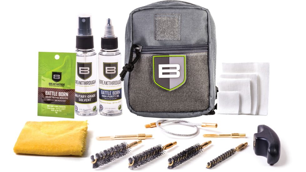 Breakthrough Clean Technologies Nylon Pouch with Molle - Cable Pull Through Cleaning Kit, Gray, .22 Caliber/.45 Caliber, BT-QWIC-P-GRY