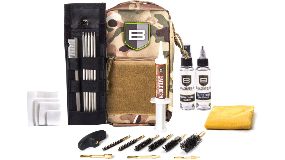 Breakthrough Clean Technologies Nylon Pouch with Molle - Stainless Steel Rod Cleaning Kit, Camo, .22 Caliber/12 Gauge, BT-LOC-U-CAM