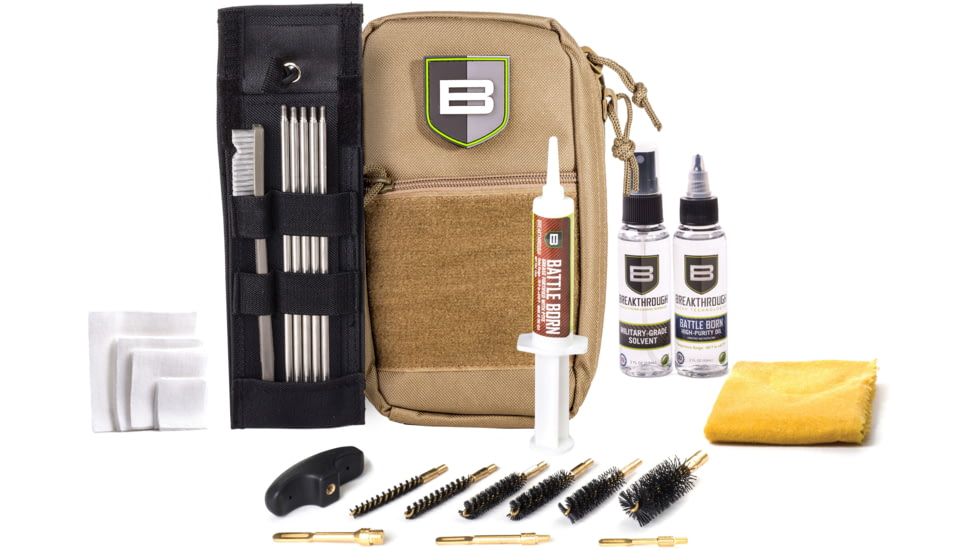 Breakthrough Clean Technologies Nylon Pouch with Molle - Stainless Steel Rod Cleaning Kit, Desert, .22 Caliber/12 Gauge, BT-LOC-U-DST