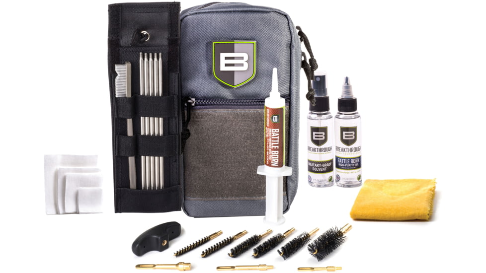 Breakthrough Clean Technologies Nylon Pouch with Molle - Stainless Steel Rod Cleaning Kit, Gray, .22 Caliber/12 Gauge, BT-LOC-U-GRY