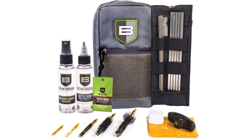 Breakthrough Clean Technologies Nylon Pouch with Molle - Stainless Steel Rod Cleaning Kit, Gray, .223 Caliber/5.56mm, BT-LOC-223-GRY