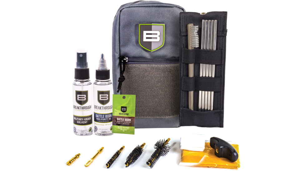 Breakthrough Clean Technologies Nylon Pouch with Molle - Stainless Steel Rod Cleaning Kit, Gray, .30 Caliber/7.62mm, BT-LOC-30-GRY