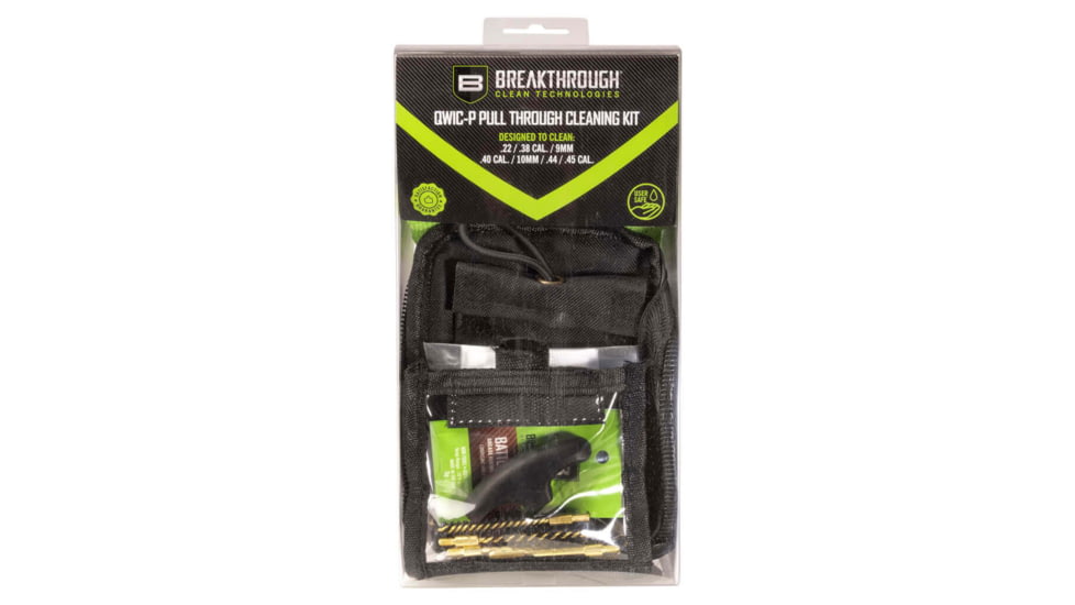 Breakthrough Clean Technologies Pull Through Cleaning Kit for Pistols, .22 cal thru .45 cal, Black, BT-QWIC-P-BLK