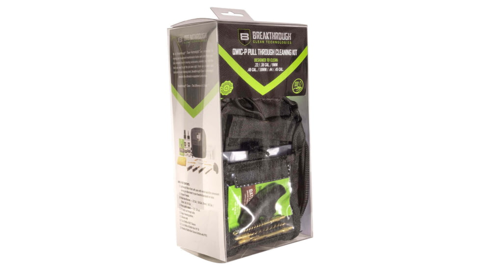 Breakthrough Clean Technologies Pull Through Cleaning Kit for Pistols, .22 cal thru .45 cal, Black, BT-QWIC-P-BLK