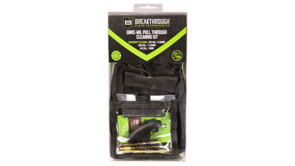 Breakthrough Clean Technologies Qwick Weapon Improved Cleaning Kit - Cable Pull Through, Black, .223 Cal, 0.30 Cal, 9mm, BT-QWIC-MIL-BLK