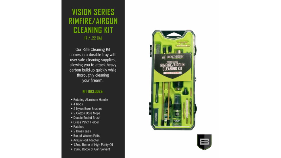 Breakthrough Clean Technologies Vision Series Hard-Case Airgun/Rimfire Cleaning Kit, .17 Caliber/.22 Caliber, BT-CCC-AG/RF