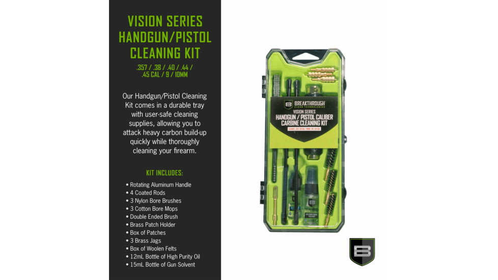 Breakthrough Clean Technologies Vision Series Hard-Case Handgun/PCC Cleaning Kit, .38 Cal/.40 Caliber/.45 Caliber, BT-CCC-HG/PCC