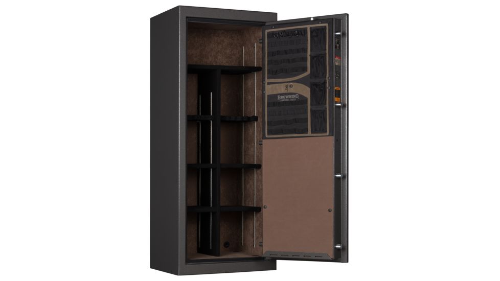 Browning Safes Sporter 20 Closet Hammer Gloss Gray Black Chrome Scroll UL Rated E-Lock, Black Chrome, 20 gun, 1601100320