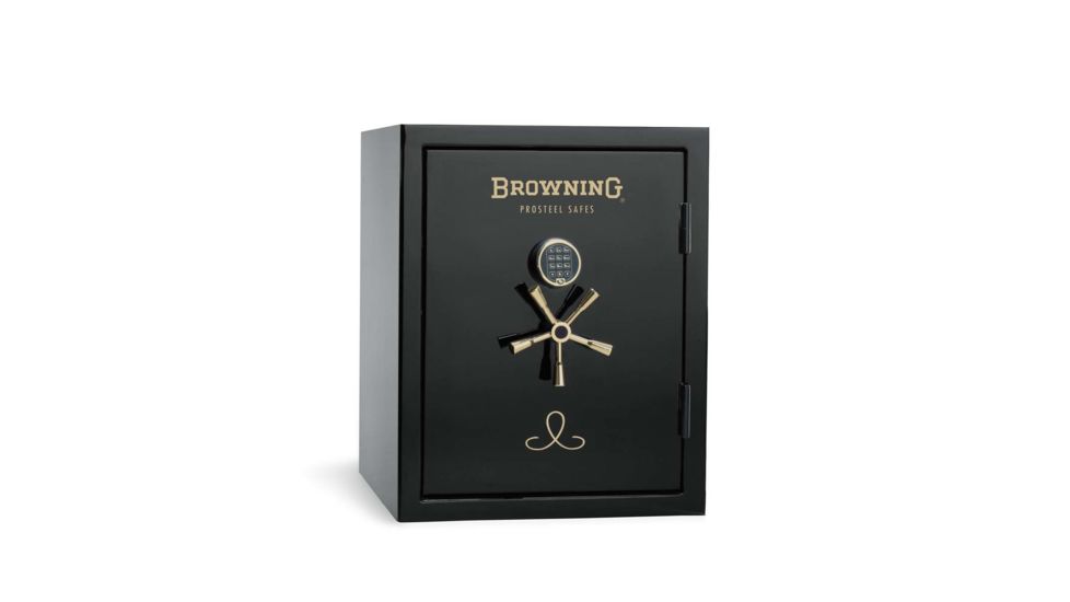 Browning Safes Sporter Compact SP9 Gun Safe,58x30x20in,Gloss Black,Silver Chrome,Scroll,Securam Electronic Lock 1601100200