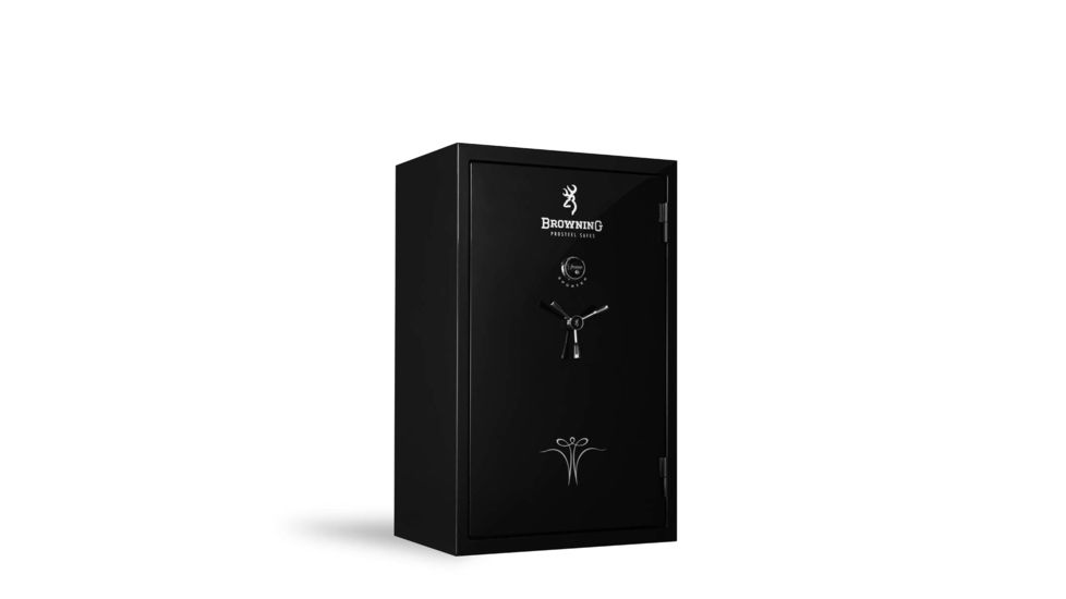 Browning Safes Sporter Wide SP33 Gun Safe,58x36x27in,Gloss Black,Silver Chrome,Scroll,S and G Mechanical Lock 1601100191