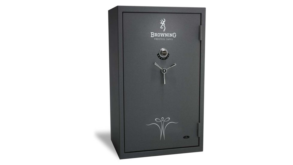Browning Safes Sporter Wide SP33 Gun Safe,58x36x27in,Hammer Gray,Silver Chrome,Scroll,S and G Mechanical Lock 1601100193