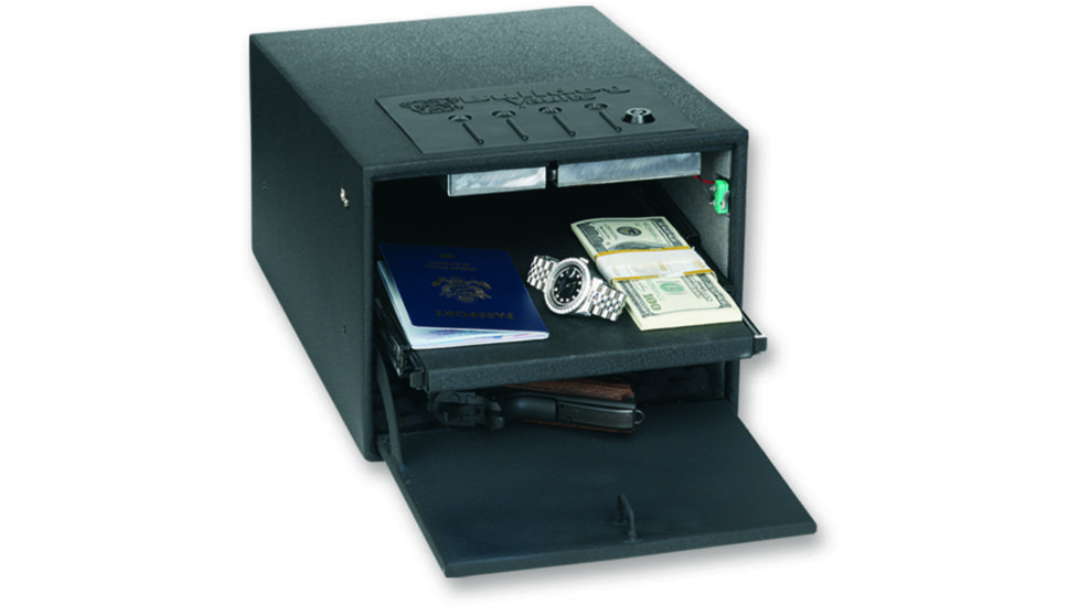 Bulldog Cases &amp; Vaults Deluxe Pistol Vault w/ Digital Lock, Shelf, Light, Power Supply, Cable - Black BD2500