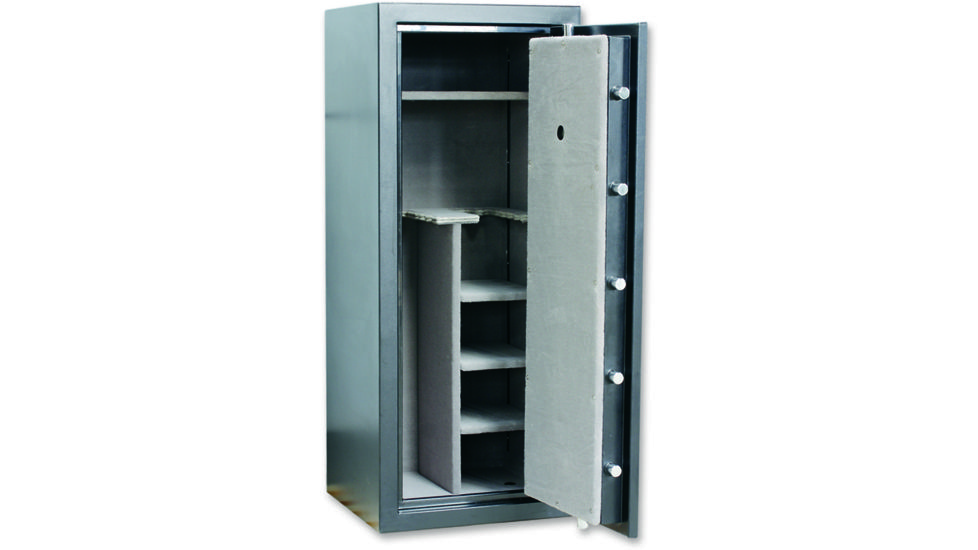Bulldog Cases 59x28x22 Deluxe Fire Rated Floor Vault w/ Mech. Lock, Shelves- black