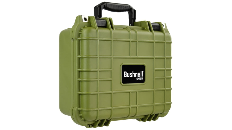 Bushnell Compact 13.37in Waterproof Gear Hard Case w/ Foam, Green, Standard, BN00001-GRN