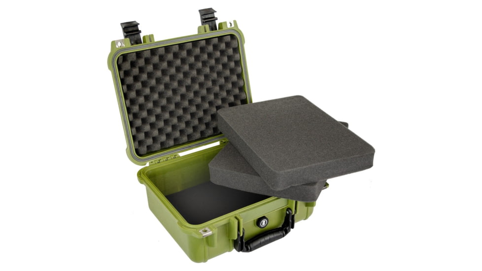 Bushnell Compact 13.37in Waterproof Gear Hard Case w/ Foam, Green, Standard, BN00001-GRN