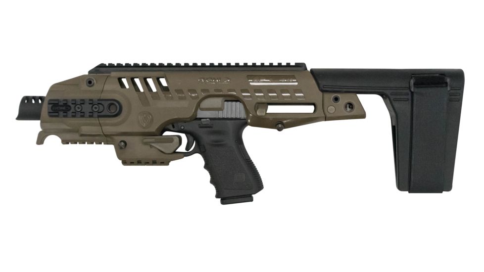 CAA Roni Conversion w/Stability Brace - Non NFA, Glock 17/17C/18/19/19C/22/23/25/31/32, Green, RONIG2-9-STAB02