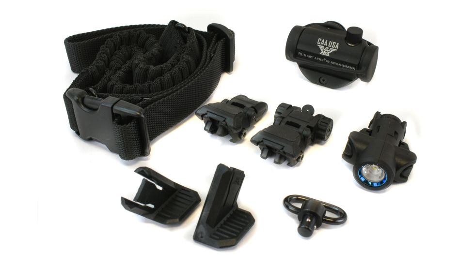 CAA Super Advanced Upgrade Kit, MCK/Micro Roni, Micro Red Dot/Iron Sights/500 Lumen Weapon Light/Thumb Rest/Sling/Swivel, Black, SADK