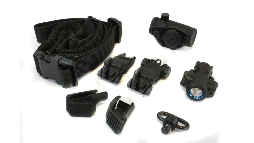 CAA Super Advanced Upgrade Kit, MCK/Micro Roni, Micro Red Dot/Iron Sights/500 Lumen Weapon Light/Thumb Rest/Sling/Swivel, Black, SADK