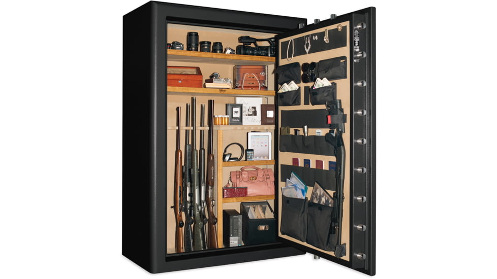 Cannon Safe Commander 54 Fireproof 48 Gun Rifle Safe, 72x50x28in - Hammertone, Black/Chrome CO54-H1FDC-13