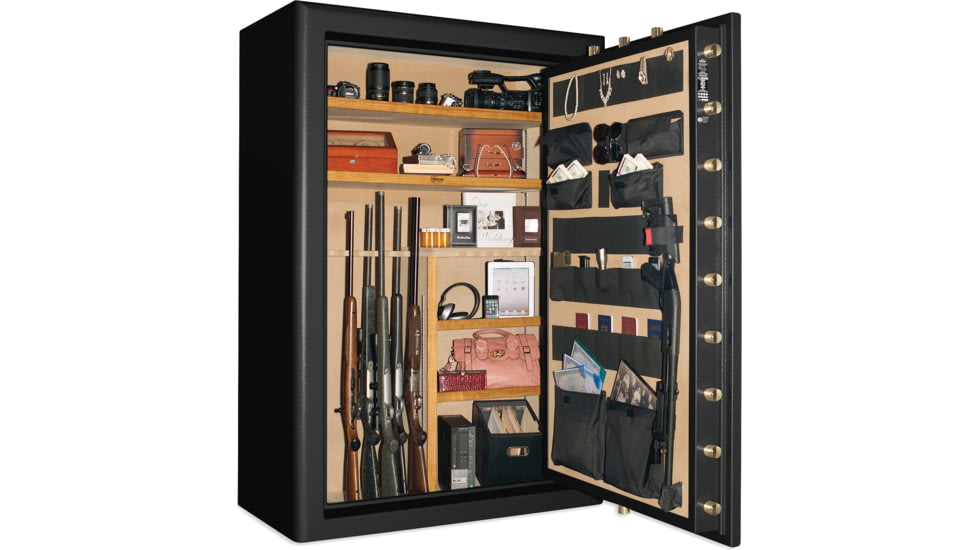 Cannon Safe Commander 54 Fireproof 48 Gun Rifle Safe, 72x50x28in - Hammertone Black/Brass CO54-H1FDB-13