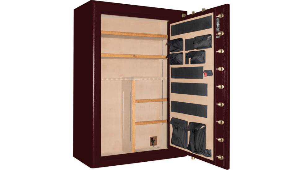 Cannon Safe Commander 54 Fireproof 48 Gun Rifle Safe, 72x50x28in - Hammertone Burgundy/Brass CO54-H5FDB-13