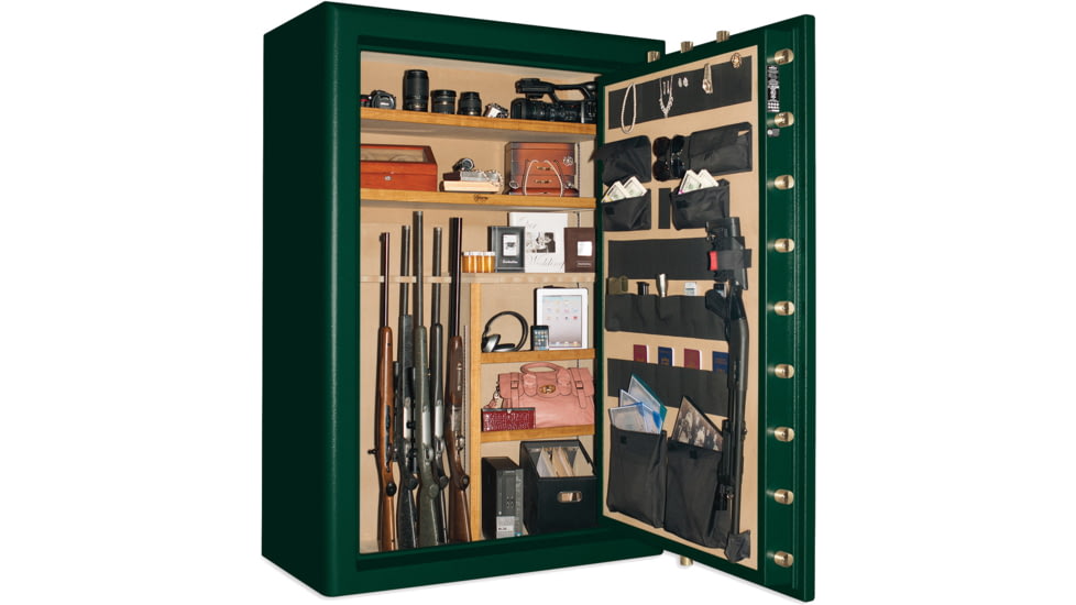Cannon Safe Commander 54 Fireproof 48 Gun Rifle Safe, 72x50x28in - Hammertone Green/Brass CO54-H4FDB-13