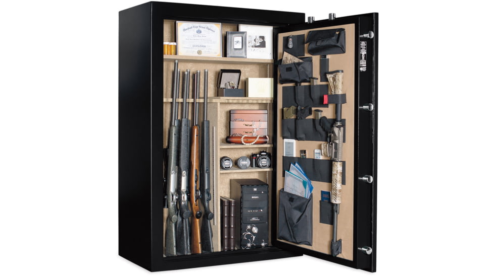 Cannon Safe Deluxe 33 Fireproof 36 Gun Safe, 60x40x24in - Hammertone, Black/Chrome CA33-H1FDC-13