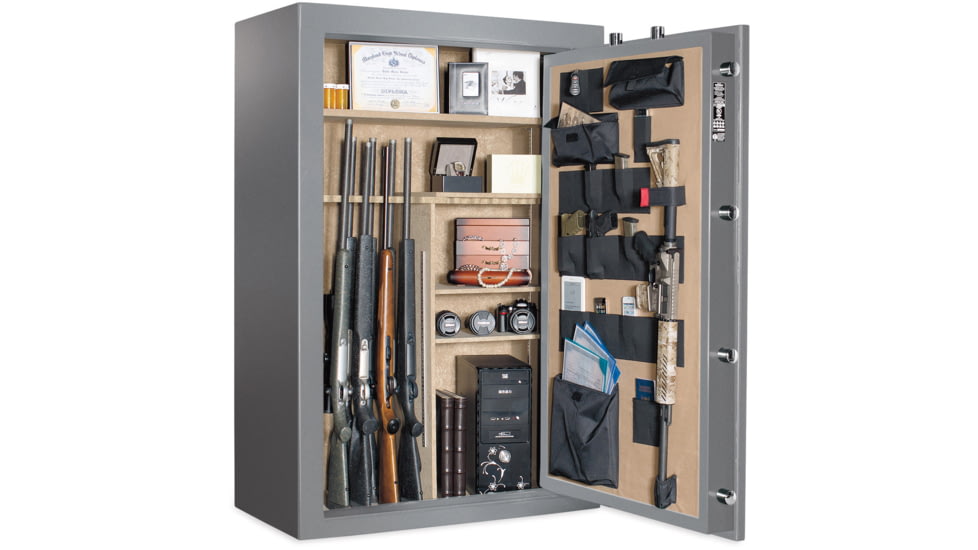 Cannon Safe Deluxe 33 Fireproof 36 Gun Safe, 60x40x24in - Hammertone, Gray/Chrome CA33-H2FDC-13