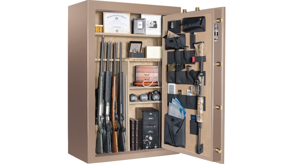 Cannon Safe Deluxe 33 Fireproof 36 Gun Safe, 60x40x24in - Hammertone Beige/Brass CA33-H3FDB-13
